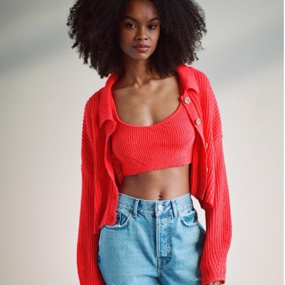 Urban Outfitters Sweaters - Urban Outfitters Vibrant Red Cardigan Set